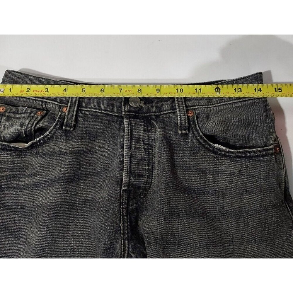 Levis 501 Jeans Button Fly 28"w 27.5"L Washed Black Denim Cotton Brass Rivited - Picture 3 of 16